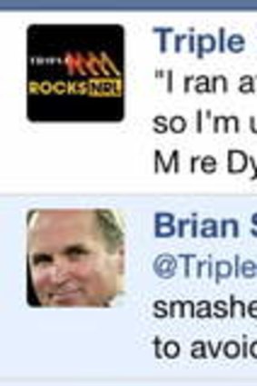 Brian Smith's reply to the Triple M tweet.