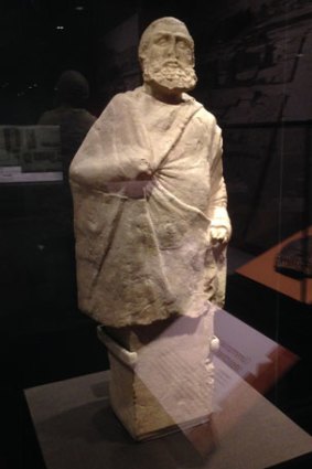 A limestone sculpture of an Afghan leader from the town of Ai Khanum.