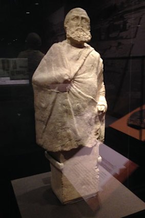 A limestone sculpture of an Afghan leader from the town of Ai Khanum.