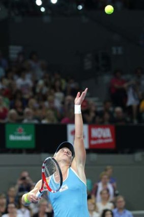 Fans crowded into Pat Rafter Arena to see Samantha Stosur play last night.