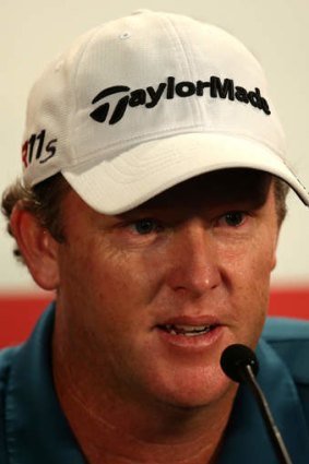 The leader: Marcus Fraser speaks to the media after round two.