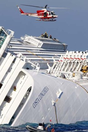 Capsized ... The cruise liner Costa Concordia, sister ship to the Costa Allegra.