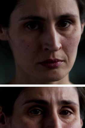 Actor Veronica Porcaro simulates some of the reactions of a cancer patient, ranging from shock and tears to contemplating the future.