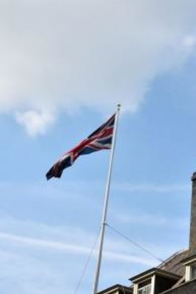 The Scottish flag flies alongside the Union flag over the Prime Minister's residence in Downing Street.