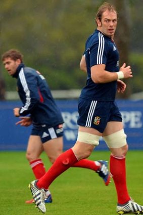 British and Irish Lions player Alun Wyn Jones at a training session on Friday.