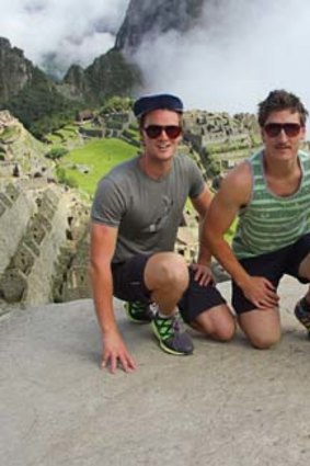 Troy Bilbrough, Alan Carnaby and Guy Parsons at Machu Picchu in Peru.