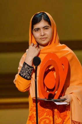 Pop-star appeal  ... Malala Yousafzai appears onstage at Glamour's 23rd annual Women of the Year awards in New York City.