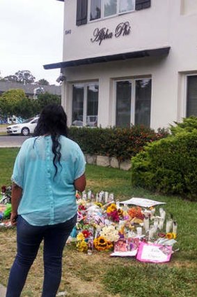 A street memorial for Katie Cooper and Veronica Weiss, two of Elliot Rodger's victims.