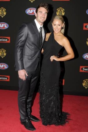 2012 Brownlow Medal winner Jobe Watson with partner Ella Keddie at the count.