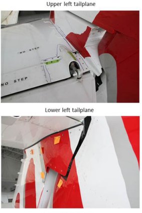 Photos detailing the damage to a Virgin Regional ATR-72 arcraft