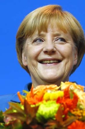 All smiles: Angela Merkel.