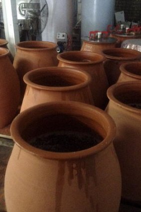 The terracotta pots Brad Hickey uses to ferment his wine.