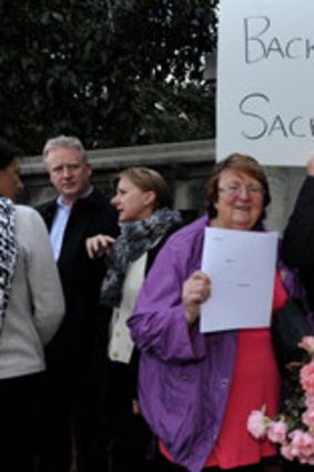 Members of the MLC community protest last year about the treatment of Rosa Storelli.