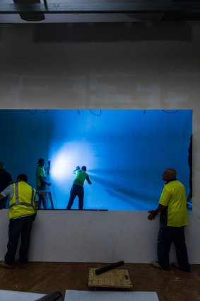 Preparing for the James Turrell exhibition in 2014.