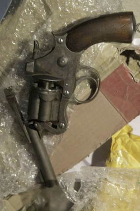 A gun found during the raid.