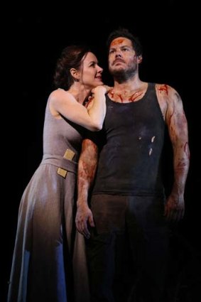 Jason Klarwein as Macbeth and Veronica Neave as Lady Macbeth in the QTC production under Michael Attenborough.