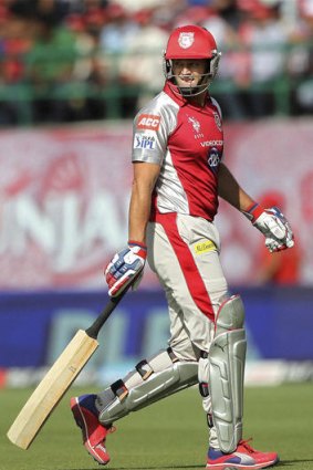 Last time ... Kings XI Punjab's Adam Gilchrist leaves the ground after his dismissal during the IPL match against Delhi.