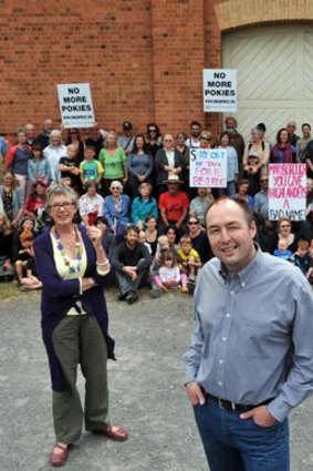 David Stretch, President of Enough Pokies in Castlemaine (centre), vows to 'keep fighting'.