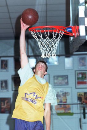 A young Matt Nielsen shows off his dunking prowess during his early days with the Sydney Kings in 1997.