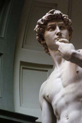 David . . . Michelangelo carved it from Carrara marble.