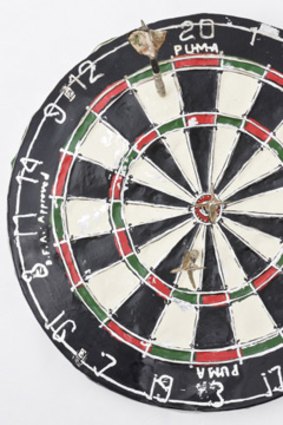 The dartboard in the <i>Big Boys' Toys</i> exhibition.