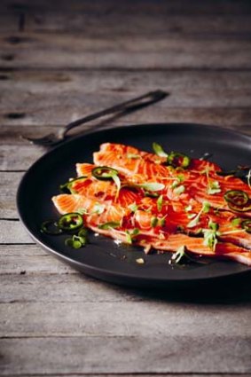 Ocean trout with jalapeno dressing.