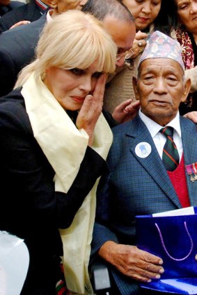 Joanna Lumley with Tul Bahadur Pun, who served with her father.