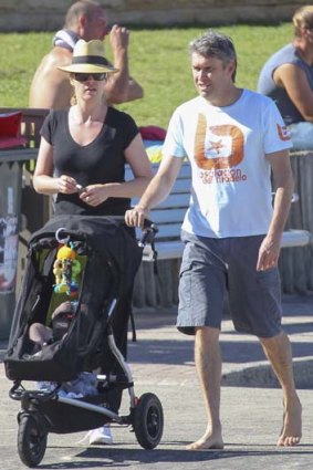 Leila McKinnon out with David Gyngell and son Ted.