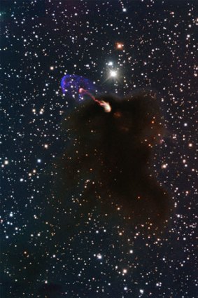 Herbig-Haro object HH 46/47: Jets emerging from a star-forming dark cloud.