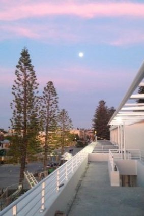 A view from the northern upstairs balcony area of the soon-to-be-completed Bathers Beach House.