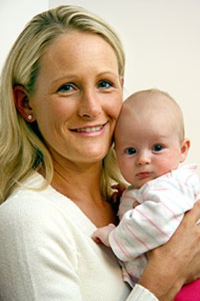 One year on ... Gillian Cunneen with 2-month-old daughter Jemma.