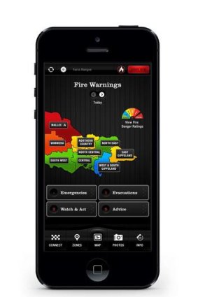 The Victoria Country Fire Authority’s FireReady app on iPhone.