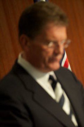 Police Minister Peter Ryan (right) and Premier Ted Baillieu. <i>Photo: Jason South</i>