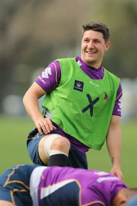 Melbourne Storm's Gareth Widdop stretches during a  training session at Gosch's Paddock on Thursday.