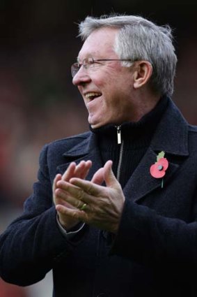 Happy 25th: Alex Ferguson was honoured in a milestone game at Old Trafford on Saturday.