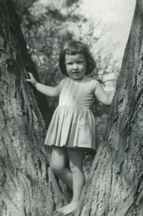 Kay Campbell aged five, in a cedar tree in her childhood home in Malvern East.