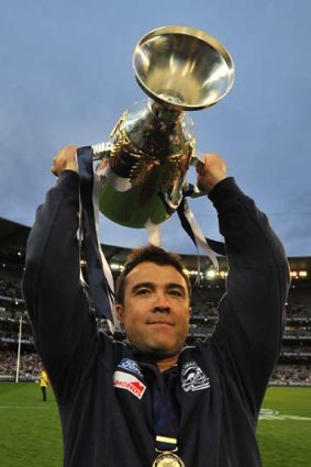 Chris Scott with the premiership cup last year.