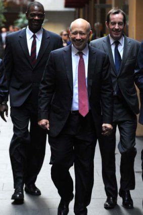 Goldman Sachs chief Lloyd Blankfein takes a stroll in Sydney on Friday.