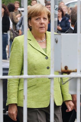 German Chancellor Angela Merkel visits the former Stasi prison in Berlin-Hohenschoenhausen, Germany.