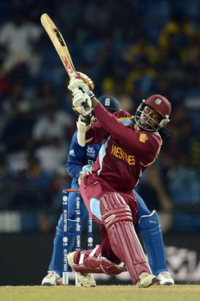 West Indies' Chris Gayle hitting out.