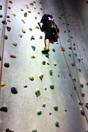 Indoor rock climbing; not for the faint-hearted.