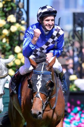 Michael Rodd aboard Midnight Martini after winning the Matriarch Stakes