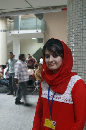 Interpreter Muzghan Aslami, at the Apollo Hospital in Delhi, works with some of the thousands of Afghans who come to India for healthcare.