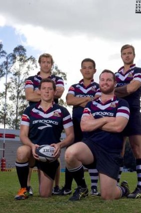 Players from the Brisbane Hustlers taking part in the Purchas Cup gay rugby championship