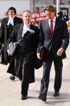 James Hird (R) with barrister Nick Harrington at the Federal Court.