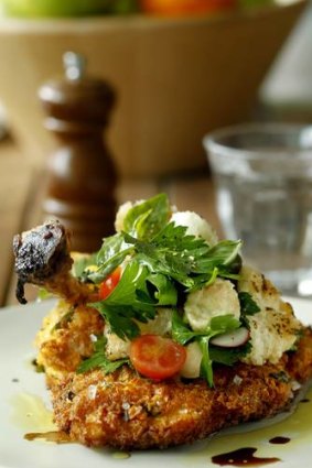 Go-to dish ... chicken Milanese with panzanella salad.