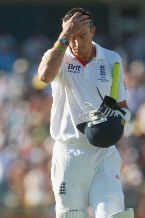 What Aussies want to see: Kevin Pietersen walks off after his cheap dismissal during day three of the Third Test.