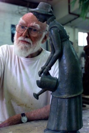 Inspired and disciplined ... Tom Bass with his sculpture of Elizabeth Macquarie.