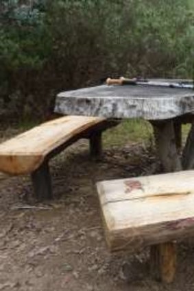 The welcome picnic table at the Mt Eliza saddle