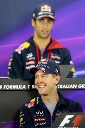 Red Bull Racing drivers Sebastian Vettel (below) and Daniel Ricciardo.